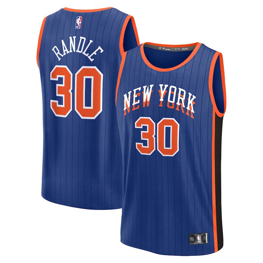 Men New York Knicks #30 Julius Randle Fanatics Branded Blue City Edition 2023-24 Fast Break NBA Jersey->new york knicks->NBA Jersey